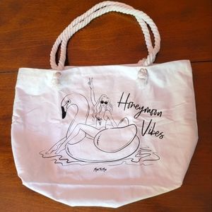 NEW Honeymoon Vibes White Bride Beachy Canvas Tote